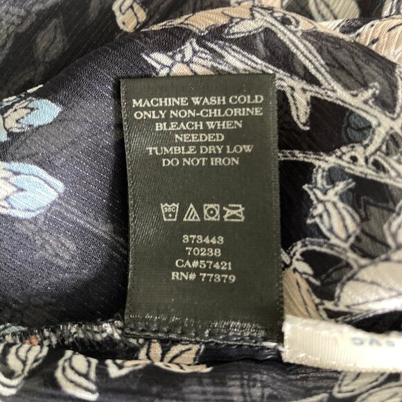 Ann Taylor Sheer Floral Short Sleeve Blouse, Navy Blue & Floral Pattern, Size M - Picture 7 of 8